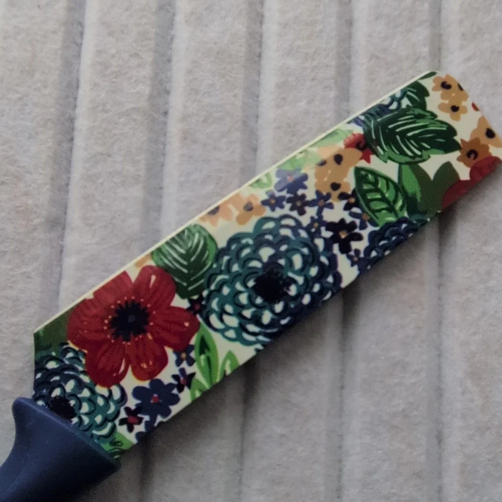 Multicolor Floral Nakiri Knife for Vegetables with Plastic Handle